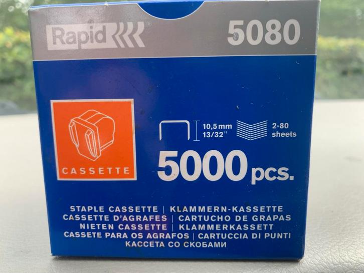 10 doosjes Rapid 5080 Nietjes - 5000 stuks, Diversen, Bureau-accessoires, Ophalen of Verzenden