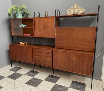 60 jaren TEAK wand meubel kasten buro ladekast vitrine  beschikbaar voor biedingen