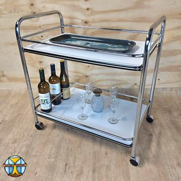 Vintage Serveerwagen / Barwagen / Drankkar Chroom / Formica beschikbaar voor biedingen