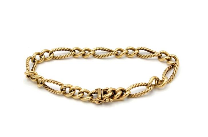 Vintage 14 karaat gouden armband, nederland ca.1960., Sieraden, Tassen en Uiterlijk, Antieke sieraden, Armband, Goud, Ophalen of Verzenden