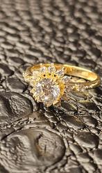 Prachtige 14k gouden ring met zirkonia steen