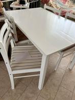 Witte tafel met stoelen, 50 tot 100 cm, Gebruikt, Rechthoekig, Ophalen
