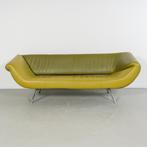 1 Leolux Arabella 3-zits/220cm Bank Groen/Geel Leer - Chroom