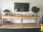 Onbehandelde sitetable eikenhout., Huis en Inrichting, Tafels | Sidetables, Gebruikt, Eikenhout, 200 cm of meer, Ophalen of Verzenden