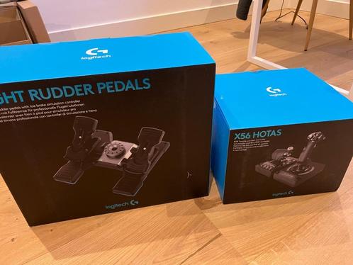 Logitech x56 HOTAS + Flight Rudder Pedals - MINT Mint in Box, Computers en Software, Joysticks, Zo goed als nieuw, Ophalen