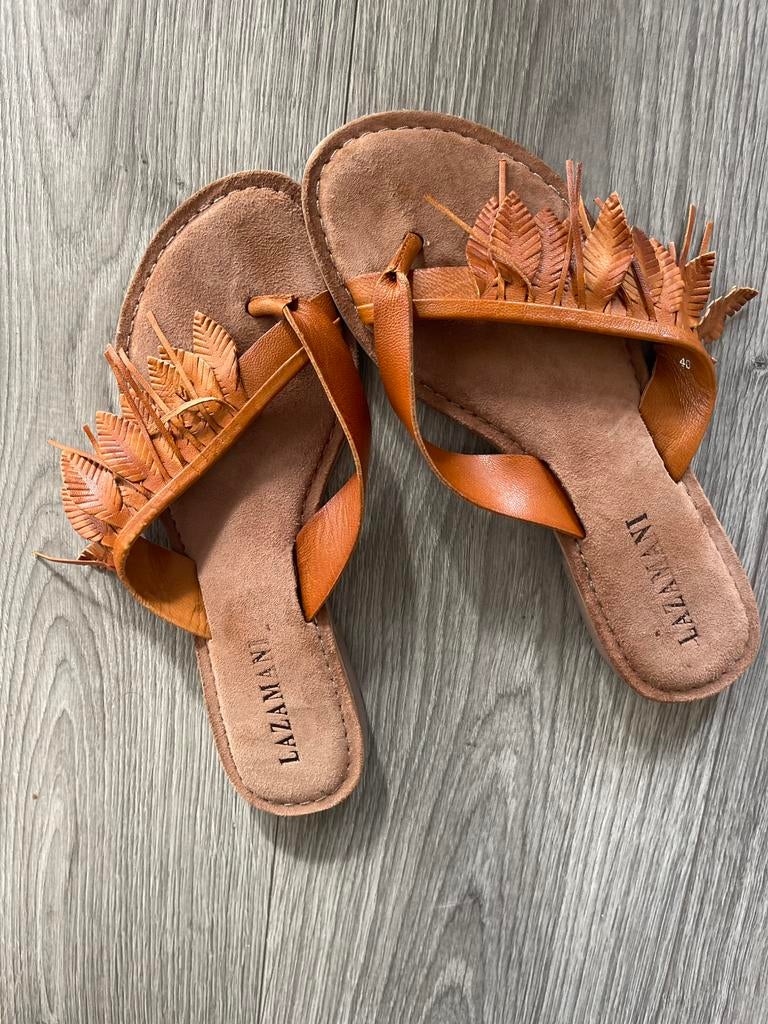 Lazamani bruin leren ibiza boho slippers 40, Kleding | Dames, Schoenen, Bruin, Zo goed als nieuw, Sandalen of Muiltjes, Ophalen of Verzenden