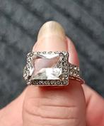 Ring witte steen maat 20, Verzenden, Nieuw, Zilver