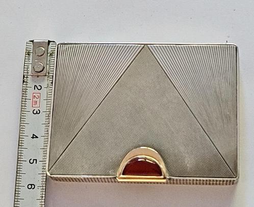 Prachtige Art Deco compact met goud, Zilver en cabochon, Antiek en Kunst, Antiek | Goud en Zilver, Goud, Zilver, Verzenden