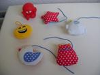 6 kleine babyspeeltjes badeendje smiley vogel hamster poes, Ophalen of Verzenden, Zo goed als nieuw, Overige typen