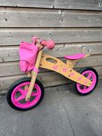 Woodtoys houten loopfiets roze, Kinderen en Baby's, Speelgoed | Buiten | Voertuigen en Loopfietsen, Ophalen, Gebruikt, Loopfiets