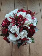 Bruidsboeket Rood /Wit draad gebonden afgewerkt met lint, Ophalen of Verzenden, Rood, Accessoires