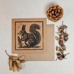 Dubbele kaart met envelop handgemaakt linosnede 15x15 cm, Ophalen of Verzenden, Nieuw