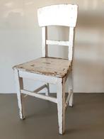 Brocante hoge tafelstoel wit geschilderd hout, Ophalen of Verzenden