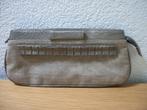 Clutch Avondtasje – Leer en Linnen - Audley - zgan, Sieraden, Tassen en Uiterlijk, Tassen | Damestassen, Ophalen of Verzenden