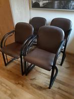 4 eetkamerstoelen type slede, Huis en Inrichting, Stoelen, Ophalen, Gebruikt, Bruin, Slede model