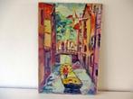 Mar Visser Beulingsloot Amsterdam 1955 schilderij olieverf, Ophalen of Verzenden