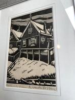 Hout of Linoleum Druk Andre van der Vossen Marken Sneeuw, Antiek en Kunst, Ophalen of Verzenden