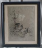 S. Bokhorst (1897-1971) - Kudde in de wei - Tekening - 1925, Ophalen of Verzenden