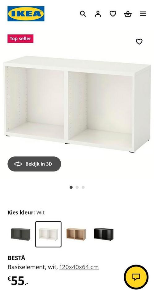 Ikea besta 124x40x64cm wit NIEUW IN DOOS, Huis en Inrichting, Kasten | Wandmeubels, Ophalen