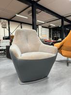 Nieuw Leolux Cantate fauteuil grijs stof Design stoel Draai