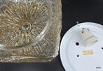 2326 guro plafonniere amber goud glas 4-kant vintage swiet  , Huis en Inrichting, Lampen | Plafondlampen, Ophalen of Verzenden