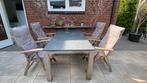 Tuinset met natuurstenen tafelblad, Ophalen, 4 zitplaatsen, Gebruikt, Eettafel