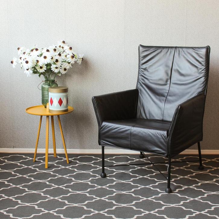 2x Montis Charly Flex - Zwart Leder met Verstelbare Rug, Huis en Inrichting, Fauteuils, Zo goed als nieuw, Leer, 50 tot 75 cm