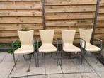 Leren crème kleurige eetkamer stoelen, Ophalen, Zo goed als nieuw, Overige kleuren, Vier