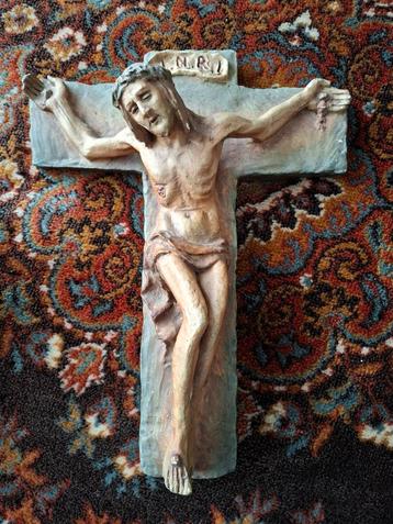 Antiek Stenen Kruisbeeld Jezus Christus - Jan Oosterman beschikbaar voor biedingen