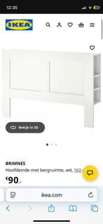 Hoofdbord Ikea Brimnes, Ophalen, Wit, Tweepersoons, Zo goed als nieuw