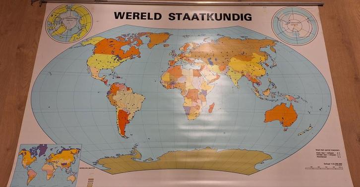 Grote Wereldkaart op Canvas - Mancave/Overkapping, Antiek en Kunst, Antiek | Schoolplaten, Aardrijkskunde, Ophalen of Verzenden