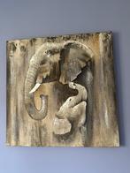Canvas schilderij met twee olifanten, Huis en Inrichting, Woonaccessoires | Schilderijen, Tekeningen en Foto's, Ophalen, Zo goed als nieuw