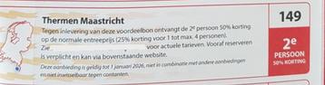 Thermen Maastricht 2e persoon 50% korting   beschikbaar voor biedingen