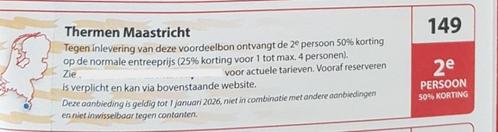 Thermen Maastricht 2e persoon 50% korting, Tickets en Kaartjes, Kortingen en Cadeaubonnen, Drie personen of meer, Spa of Sauna
