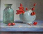 Schilderij rozenbottels in een kom en een vaas Hans Habraken, Ophalen of Verzenden