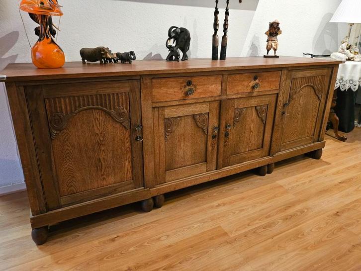 Antiek Dressoir Eikenhout (Groningen), Huis en Inrichting, Kasten | Dressoirs, Gebruikt, 150 tot 200 cm, 50 tot 75 cm, Met lade(s)
