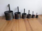 Complete set tinnen maatbekers (7 stuks, gemerkt 95% tin), Ophalen of Verzenden
