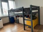 Donkergrijze halve hoogslaper Ties (Leen Bakker)., Kinderen en Baby's, Kinderkamer | Stapelbedden en Hoogslapers, Ophalen, Gebruikt