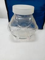 Glazen gedeukte pot met plastic deksel., Ophalen of Verzenden, Zo goed als nieuw