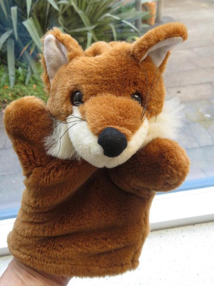 Handpop Vos poppenkastpop zacht velours meet ca 25 cm, Kinderen en Baby's, Speelgoed | Knuffels en Pluche, Zo goed als nieuw, Overige typen
