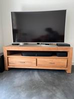 TV meubel met twee lades teak, Huis en Inrichting, Kasten | Televisiemeubels, Ophalen, Gebruikt, 100 tot 150 cm, Teakhout