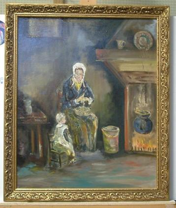 olie verf schilderij  doek 50 x60 doek mooie gaaf oude lijst beschikbaar voor biedingen