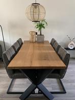 Eiken boomstam tafel, Ophalen, Eikenhout, 50 tot 100 cm, Vijf personen of meer