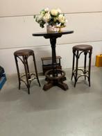 Statafel met 2 krukken, Huis en Inrichting, Barkrukken, Ophalen, Gebruikt, Met voetsteun, 90 cm of meer