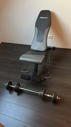 Inklapbare Proiron halterbank met gewichten, Sport en Fitness, Fitnessmaterialen, Ophalen, Zo goed als nieuw, Fitnessbank