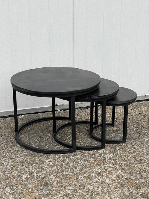 Salontafels Zwart, Huis en Inrichting, Tafels | Salontafels, Nieuw, Minder dan 50 cm, Rond, Overige houtsoorten, Ophalen of Verzenden
