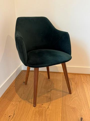 Set van twee eetkamerstoelen, velours, donkergroen beschikbaar voor biedingen