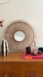 Grote Rotan Spiegel, Ophalen, Minder dan 50 cm, Rond, Zo goed als nieuw