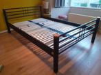 Bed staal zwart 220x140 inclusief lattenbodems, Eén persoon, Cadeaubon, Overige typen