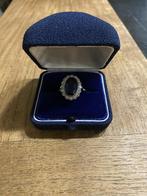 Antieke gouden ring met saffier, Ophalen of Verzenden, Zo goed als nieuw, Goud, Goud